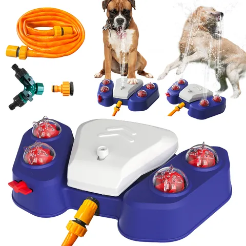 Jouet de Fontaine d'Eau pour Chien Extérieur Pulvérisateur Automatique Abreuvoir Interactif pour Grands Chiens Activité de Jardin en Plastique