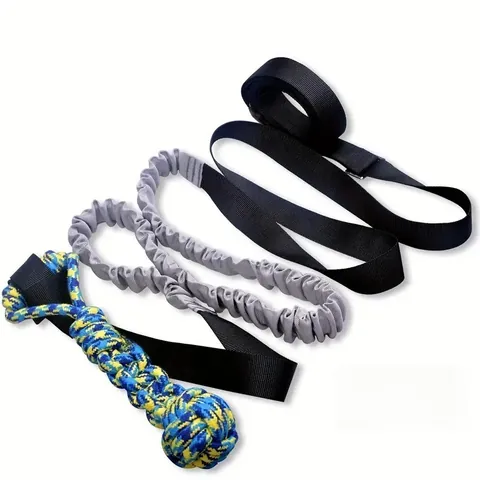 Jouet de Traction Élastique Durable pour Chiens de Taille Moyenne et Grande Ensemble de Jouets Suspendus à Corde Élastique avec Balle en Coton