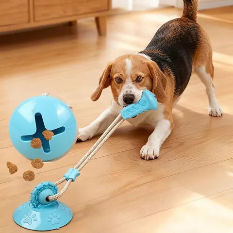TPR Haustier Hund Saugnapf Zugspielzeug Langlebige Molar Zähne Reinigung Spielzeug Interaktive Futterspender Zur Langeweile Linderung
