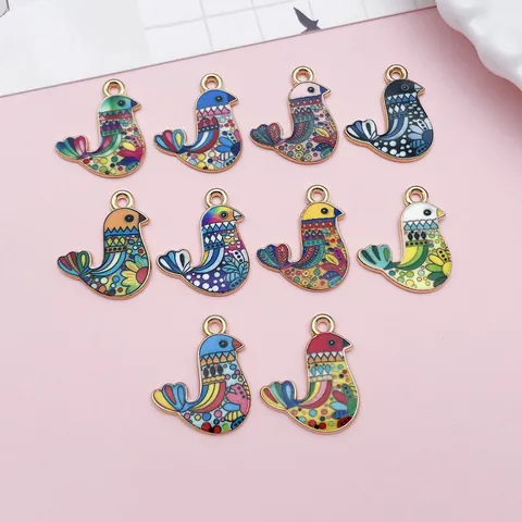 Ethnic Bohemian Bird Zinc Alloy Enamel Charms For Necklace Earrings DIY Jewelry Making Findings Multicolor Bird Pendants