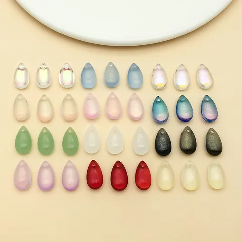 Ancient Style Teardrop Glass Pendants Gold Foil Iridescent Water Drop Beads For DIY Hairpin Tassel Hanfu Accessory Making