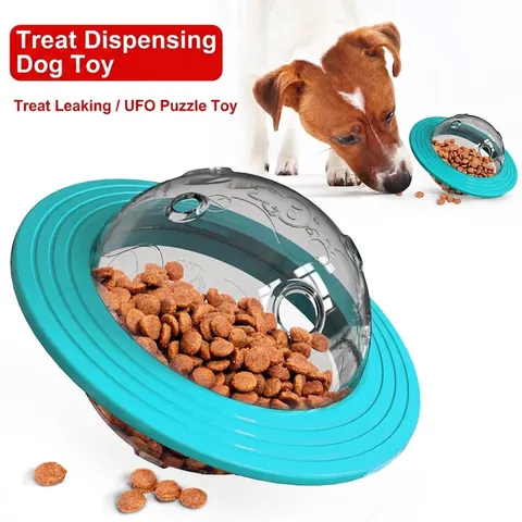 Jouet Interactif OVNI pour Chien Distributeur de Friandises en Nylon Durable Puzzle Slow Feeder pour Grands Moyens Petits Chiens