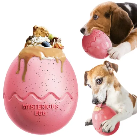 Jouet pour Chien Œuf de Dinosaure Mysterious Egg Alimentation Lente Distributeur Friandises Interactif Couineur en TPR Durable