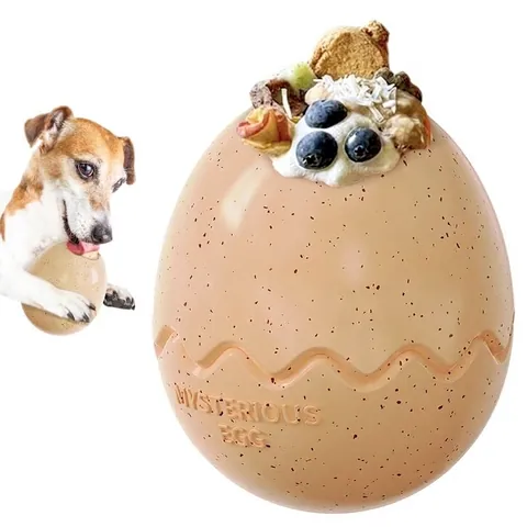 Jouet pour Chien Œuf de Dinosaure Mysterious Egg Alimentation Lente Distributeur Friandises Interactif Couineur en TPR Durable
