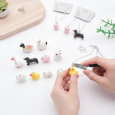 Mini Hars 3D Dier Bedeltjes Hangers Voor DIY Sleutelhanger Telefoonhoesje Decor Schattige Eend Schaap Varken Hond Konijn Decor