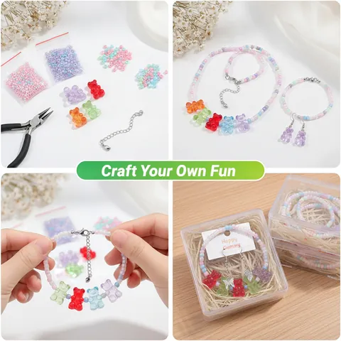 Transparent Acrylic Gummy Bear Beads Colorful Candy Bear Charms With Horizontal Hole For DIY Jewelry Making Phone Case Accessories