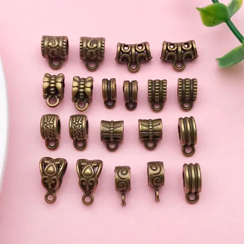 Vintage Zinc Alloy Bail Beads For Jewelry Making Antique Bronze Silver Gold Floral Pattern Spacer Beads DIY Bracelet Necklace Connectors