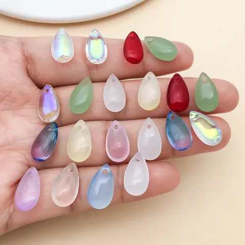 Ancient Style Teardrop Glass Pendants Gold Foil Iridescent Water Drop Beads For DIY Hairpin Tassel Hanfu Accessory Making