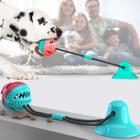 Haustier Backenzahn Saugnapf Hundespielzeug TPR Kauen Futterspender Ball Langlebig Interaktives Seilspielzeug Für Mittlere Große Hunde