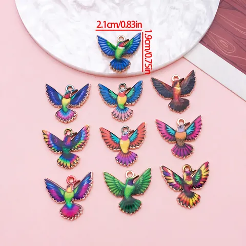 Pendentifs Colibri en Émail Alliage de Zinc Pendentifs Oiseau pour Création de Bijoux DIY Collier Bracelet Accessoire