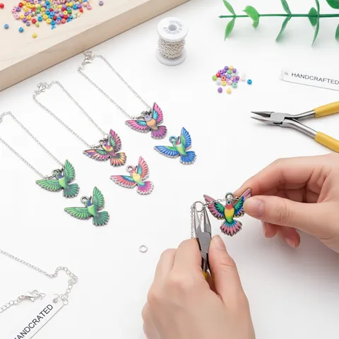 Hummingbird Charms For Jewelry Making Colorful Enamel Bird Pendants Wings Spread DIY Bracelet Necklace Accessories