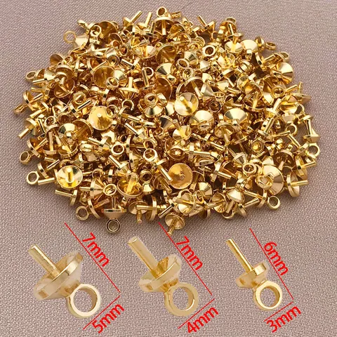 Halbgebohrte Perlenanhänger Stifte Gold Silber Versilbertes Kupfer Ösennadeln DIY Anhänger Schmuckherstellung Zubehör