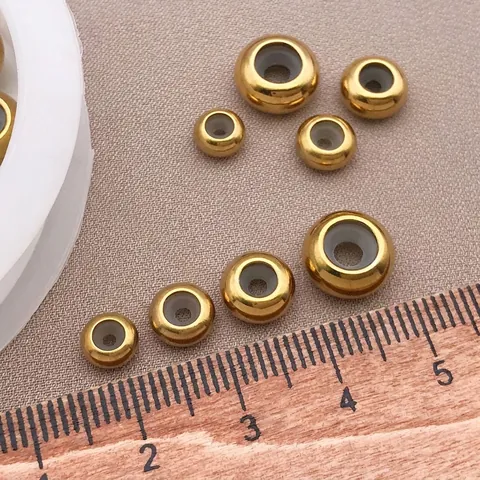 Cuentas de Tope Antideslizantes de Acero Inoxidable Con Núcleo de Silicona Cuentas Espaciadoras Chapadas en Oro Plata para Hacer Joyas DIY