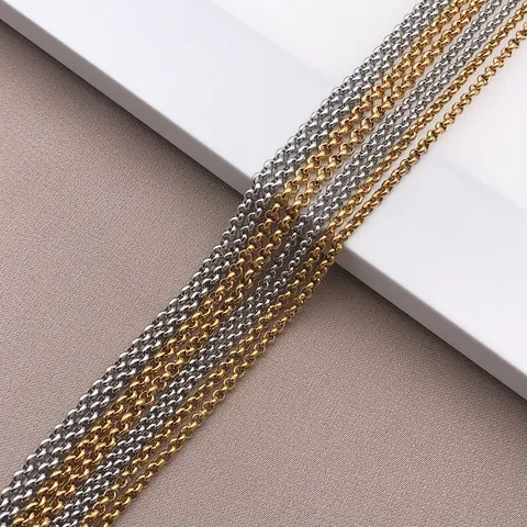 Stainless Steel Rolo Chain Necklace For Women Gold Silver Vacuum Plated Minimalist Link Chain Necklace Fashion Jewelry