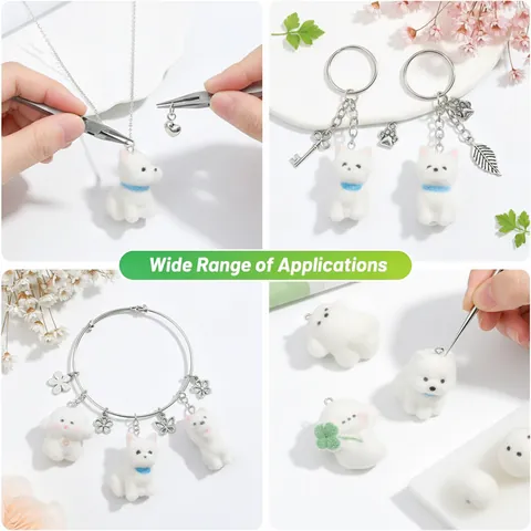 Colgante de Cachorro Flocado Westie Samoyedo Amuleto de Perro de Resina Para Llavero DIY Decoración de Bolso Mini Adorno Animal