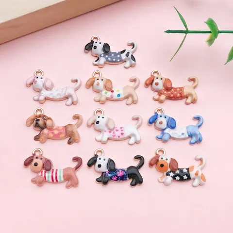 Cartoon Dackel Emaille Legierung Charms Für DIY Ohrringe Schlüsselanhänger Halskette Herstellung Niedliche Hund Anhänger Schmuckzubehör