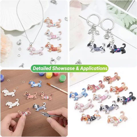 Cartoon Dackel Emaille Legierung Charms Für DIY Ohrringe Schlüsselanhänger Halskette Herstellung Niedliche Hund Anhänger Schmuckzubehör