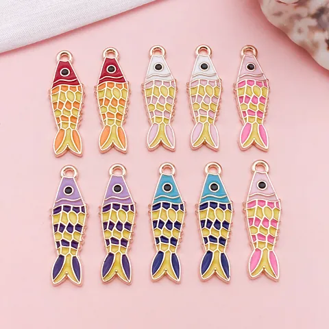 Japanese Style Koi Fish Enamel Alloy Pendants Colorful Fish Charms For DIY Necklace Bracelet Jewelry Making Accessories