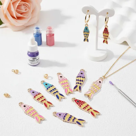 Japanese Style Koi Fish Enamel Alloy Pendants Colorful Fish Charms For DIY Necklace Bracelet Jewelry Making Accessories