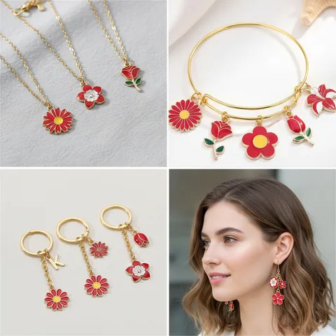Zinklegierung Öltropfen Blumen Charms Gemischte Florale Pendants DIY Schmuckherstellung Funde Armband Halskette Schlüsselanhänger Pack