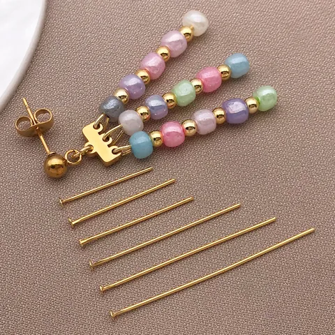 18K Gold Plated Copper T Pins Eye Pins Ball Pins For DIY Jewelry Making Handmade Beading Earring Necklace Craft Supplies Minimalist Findings