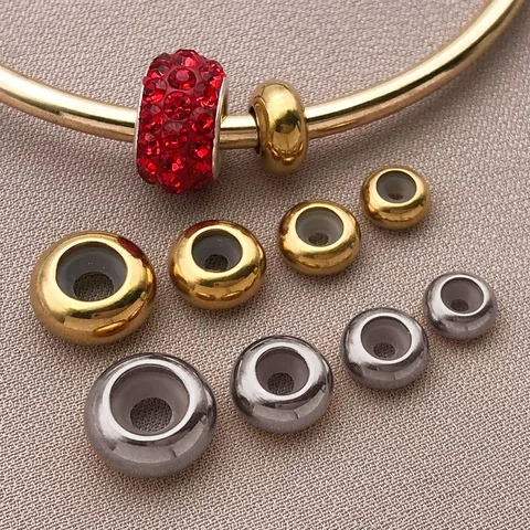 Cuentas de Tope Antideslizantes de Acero Inoxidable Con Núcleo de Silicona Cuentas Espaciadoras Chapadas en Oro Plata para Hacer Joyas DIY