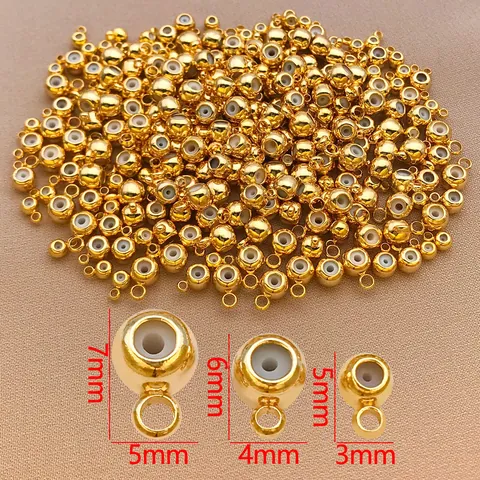 Accesorios de Joyería DIY Cobre Chapado en Oro Cuentas de Posicionamiento con Bucle Cuentas de Silicona para Pulsera