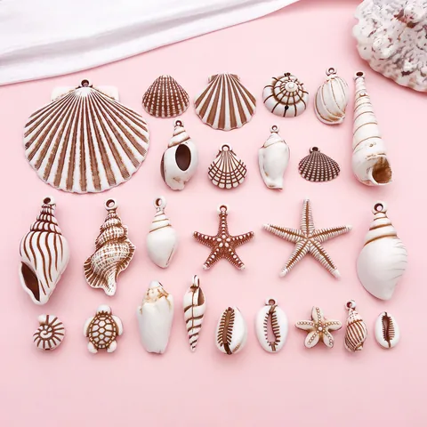 Serie Oceano Simulación Concha Caracol Estrella de Mar Amuletos de Acrílico Accesorios de Joyería DIY para Vacaciones