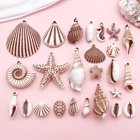 Serie Oceano Simulación Concha Caracol Estrella de Mar Amuletos de Acrílico Accesorios de Joyería DIY para Vacaciones