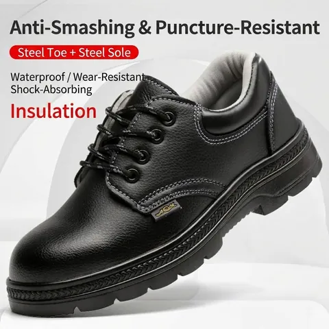 Professional Safety Work Boots For Men Women Cow Leather Steel Toe Anti-Smash Puncture Resistant Insulated Industrial Shoes