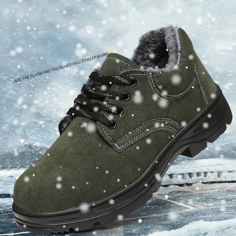 Industrial Safety Work Shoes Steel Toe Puncture Proof Suede Leather Protective Boots Wear Resistant Slip Resistant Outdoor Footwear