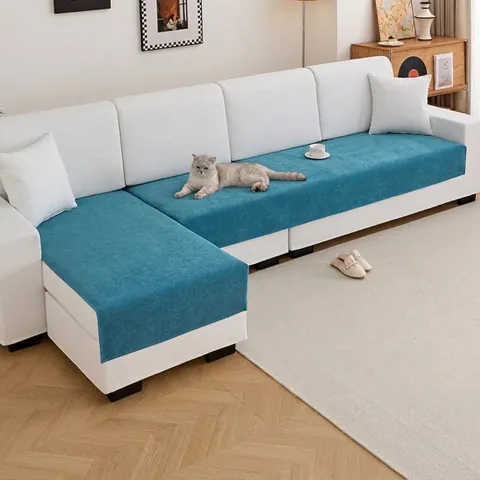 Housse de Canapé en Chenille Imperméable Antidérapante Protection Contre Chats Coussin de Canapé Universel Quatre Saisons Couleur Unie