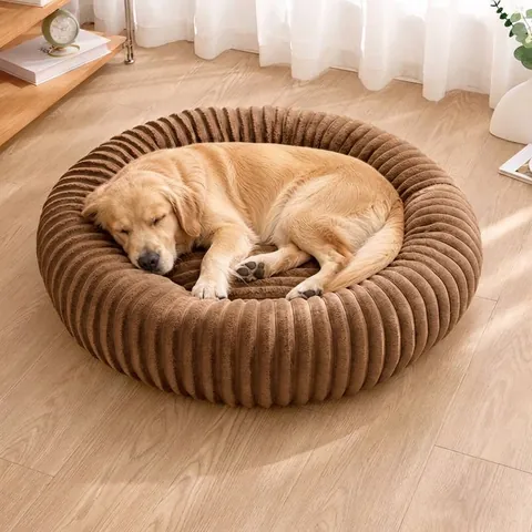 Round Pet Bed Plush Calming Dog Bed Washable Cat Bed Soft Winter Warm Cushion Donut Pet Sofa Non-slip Bottom Dog Nest