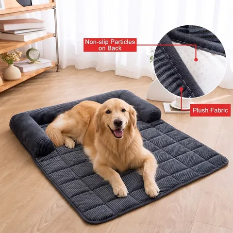 Corduroy Bolster Pet Sofa Cover Quilted Dog Bed Mat Furniture Protector Non-Slip Washable Cushion For Dogs Cats Living Room