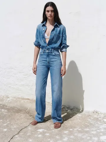 Women Denim Long Sleeve Jumpsuit Lapel Single Breasted High Waist Casual Streetwear Romper Jeans Overalls With Patch Pockets