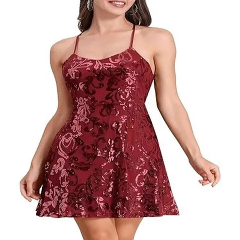 Women's Sparkly Sequin Mini Cami Dress Glitter V-Neck Sleeveless Cocktail Party Dress For Women Elegant Evening Clubwear