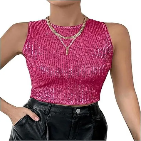 Γυναικείο Αμάνικο Crop Top με Πούλιες Δυτικού Στυλ Στενή Εφαρμογή Μοντέρνο Φανελάκι για Καλοκαιρινά Πάρτι Clubwear Streetwear Trendy Γιλέκο
