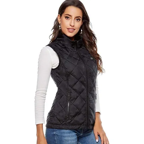 Gilet Riscaldante Smart USB per Donna con 9 Zone Elettriche Riscaldati Trapuntato Collo Alto Top Termico Invernale per Caccia all'Aperto Campeggio Escursionismo