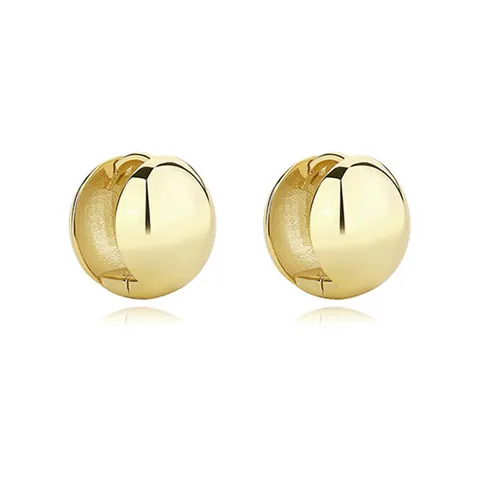 925 Sterling Silver Minimalist Small Ball Hoop Earrings For Women 18K Gold Plated Smooth Dome Geometric Fashion Jewelry Gift