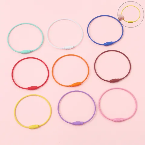 Colorful Stainless Steel Wire Keychain Rings With Screw Lock For Luggage Tags DIY Jewelry Making Material Bag Accessories