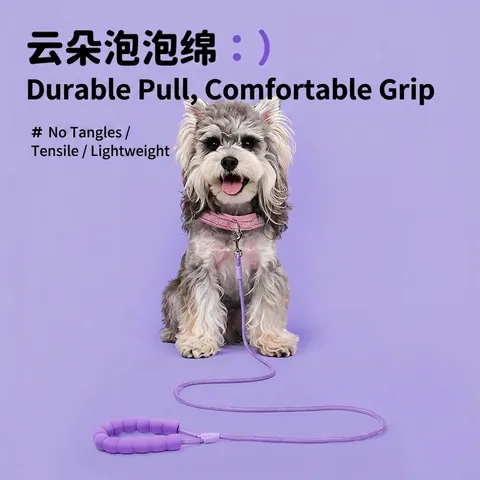 Nylon Dog Leash With Soft Foam Handle Cloud Shape Comfortable Grip Pet Traction Rope For Small Medium Dogs Outdoor Walking
