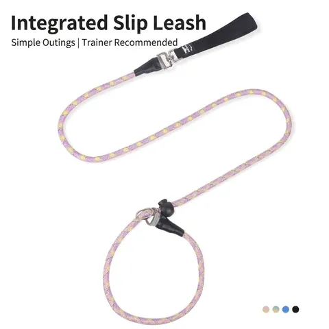 Reflective Dog Slip Lead Heavy Duty Braided Polyester P-Chain Training Leash With Comfortable Padded Handle For Large Dogs Walking