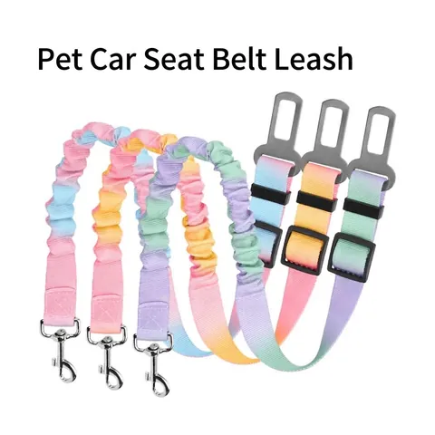 Hund Auto Sicherheitsgurt Verstellbare Elastische Bungee Puffer Leine Batik Regenbogen Reflektierende Sicherheitsleine Für Hunde