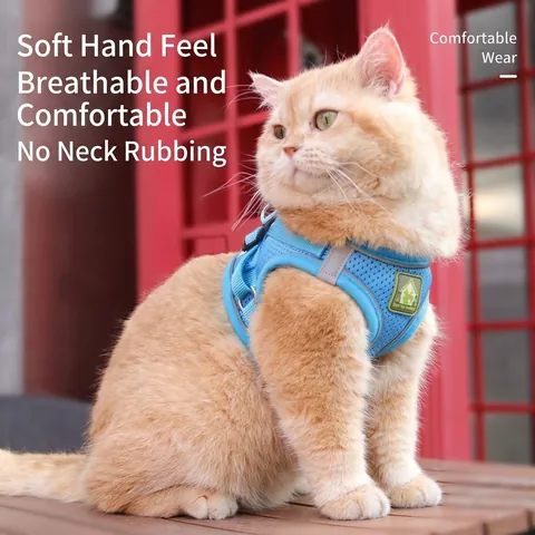 Reflective Breathable Pet Harness And Leash Set For Cats Small Dogs Polyester Mesh Vest Harness Escape Proof Walking Lead