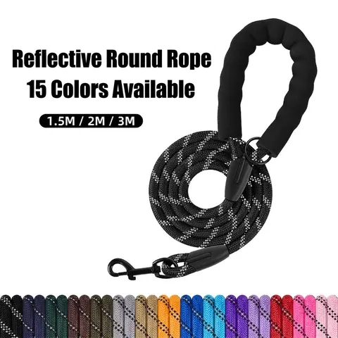 Langlebige Reflektierende Nylon Hundeleine Mit Gepolstertem Schaumstoffgriff Robuste Runde Geflochtene Haustierleine Zum Laufen Im Freien