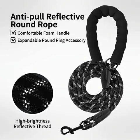 Langlebige Reflektierende Nylon Hundeleine Mit Gepolstertem Schaumstoffgriff Robuste Runde Geflochtene Haustierleine Zum Laufen Im Freien