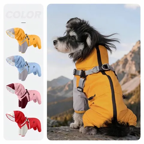 Mono Impermeable para Perros de Cuerpo Completo Chubasquero de Cuatro Patas Ropa para Perros Grandes Golden Retriever Abrigo de Poliéster Exterior