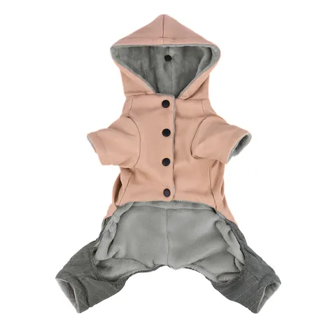 Mono Cálido de Invierno para Perro con Capucha Abrigo Acolchado de Algodón para Mascotas Franela Gruesa Ropa de Lana