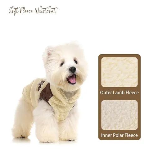 Gilet d'Hiver Chaud en Laine d'Agneau pour Chien de Compagnie Style Coréen Veste en Polaire Sherpa Épaissie Avec Anneau en D Pour Petits et Moyens Chiens