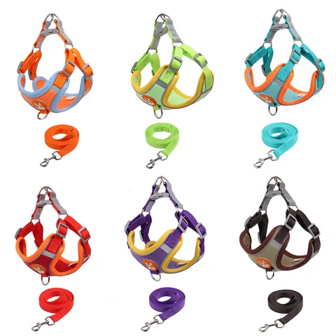 Reflective Pet Harness And Leash Set Breathable Suede Dog Chest Strap Vest Harness For Small Medium Dogs Cats Walking Daily Use